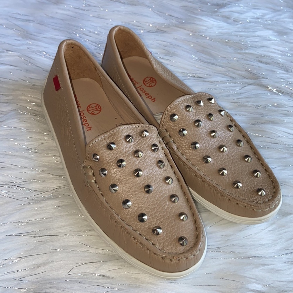 Marc Joseph New York Kid’s 1.5 Tan Leather Studded Loafer